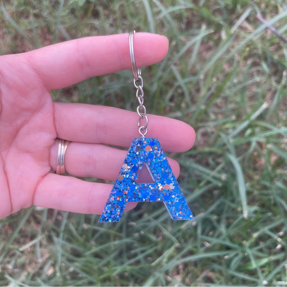 Initial Keychain A Handmade With Resin